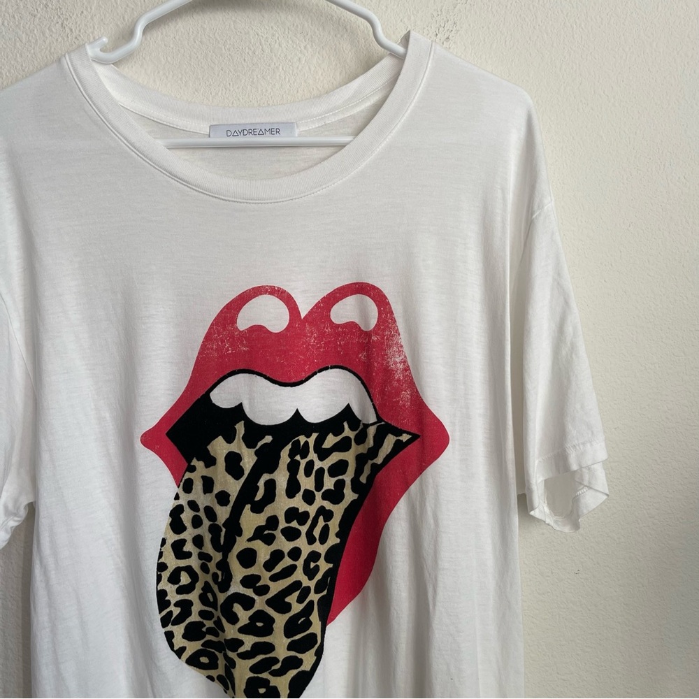 Daydreamer Leopard Kiss Tongue Short Sleeve Tee T Shirt
